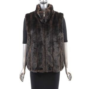 Giacca Gallery Company Women’s Brown Faux Fur Reversible Elegant Vest Size L